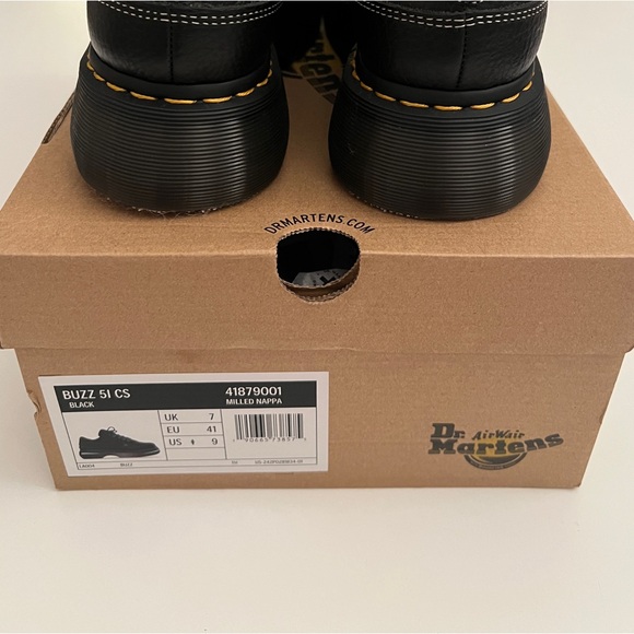 Dr. Martens BUZZ 5-EYE MILLED NAPPA LEATHER SHOES — Black, US Size 9 - Picture 3 of 10